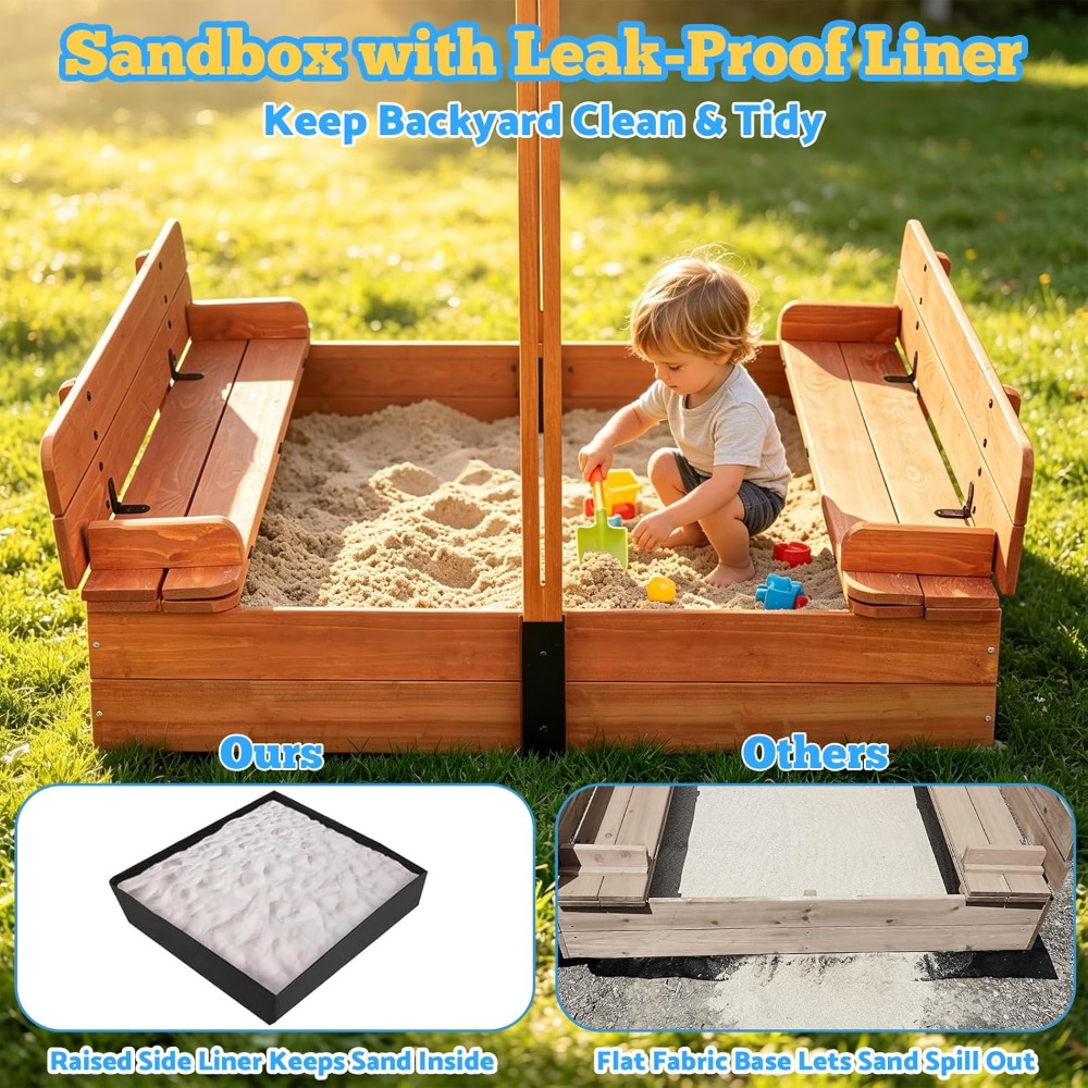 Kids Outdoor Bench - Amerikaanse houten kinderzandbak met deksel en