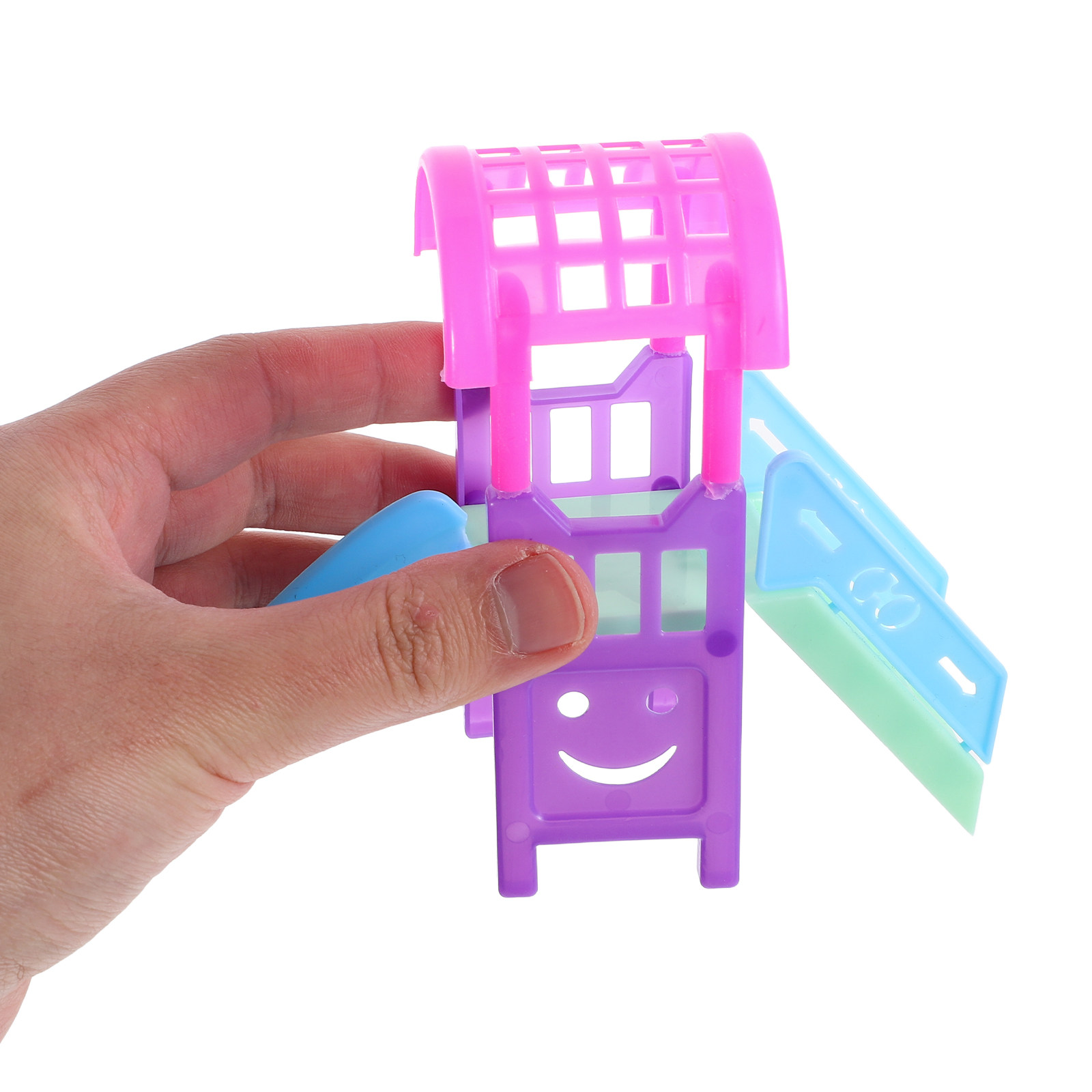 Kids Outdoor Doll House - 10-delige realistische poppenhuis speelplaats glijbaanset, miniatuur