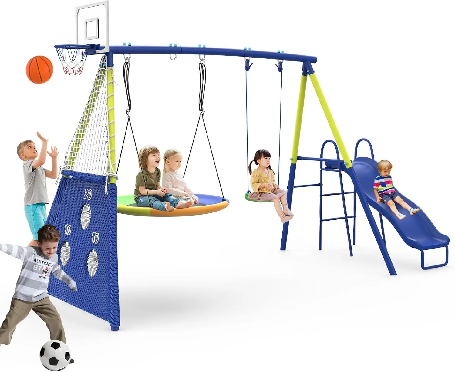 Kids Outdoor Swing Set With Slide - Schommelsets voor de achtertuin met glijbaan