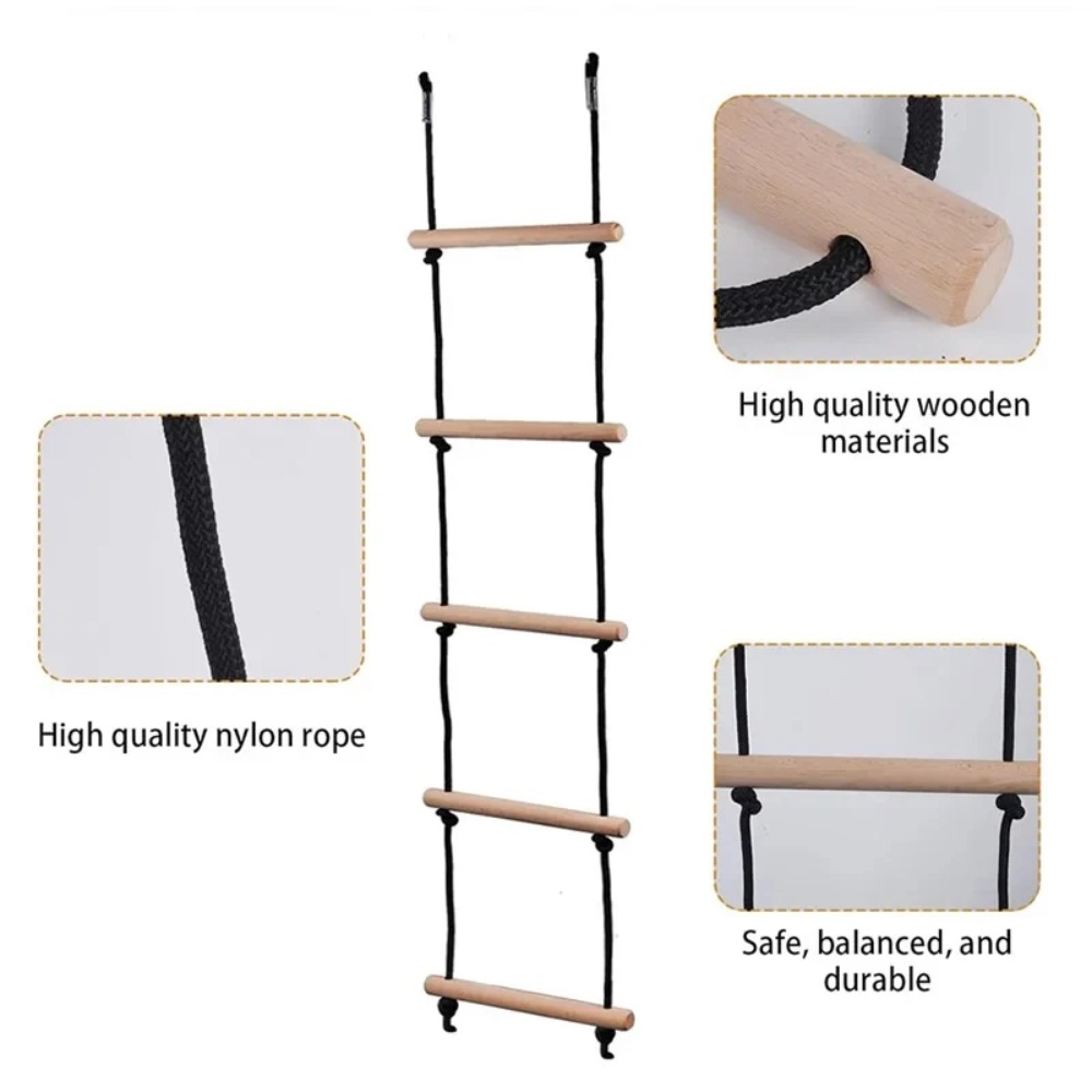 Kids Outdoor Wooden Playset - Kinderen Klimtouwladder Houten Schommel Kinderen Binnen