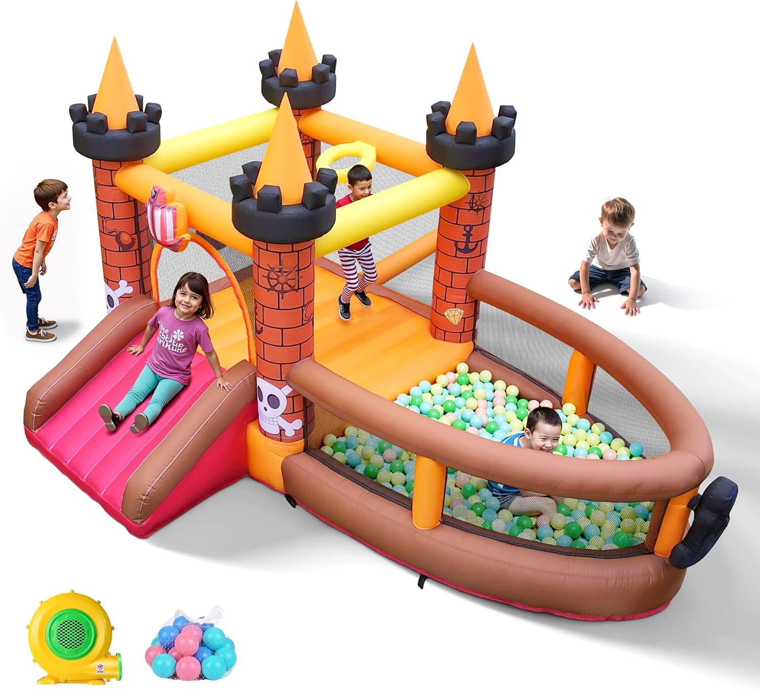 Kids Outdoor Bounce House - Opblaasbare springkasteel voor kinderen van 3-8
