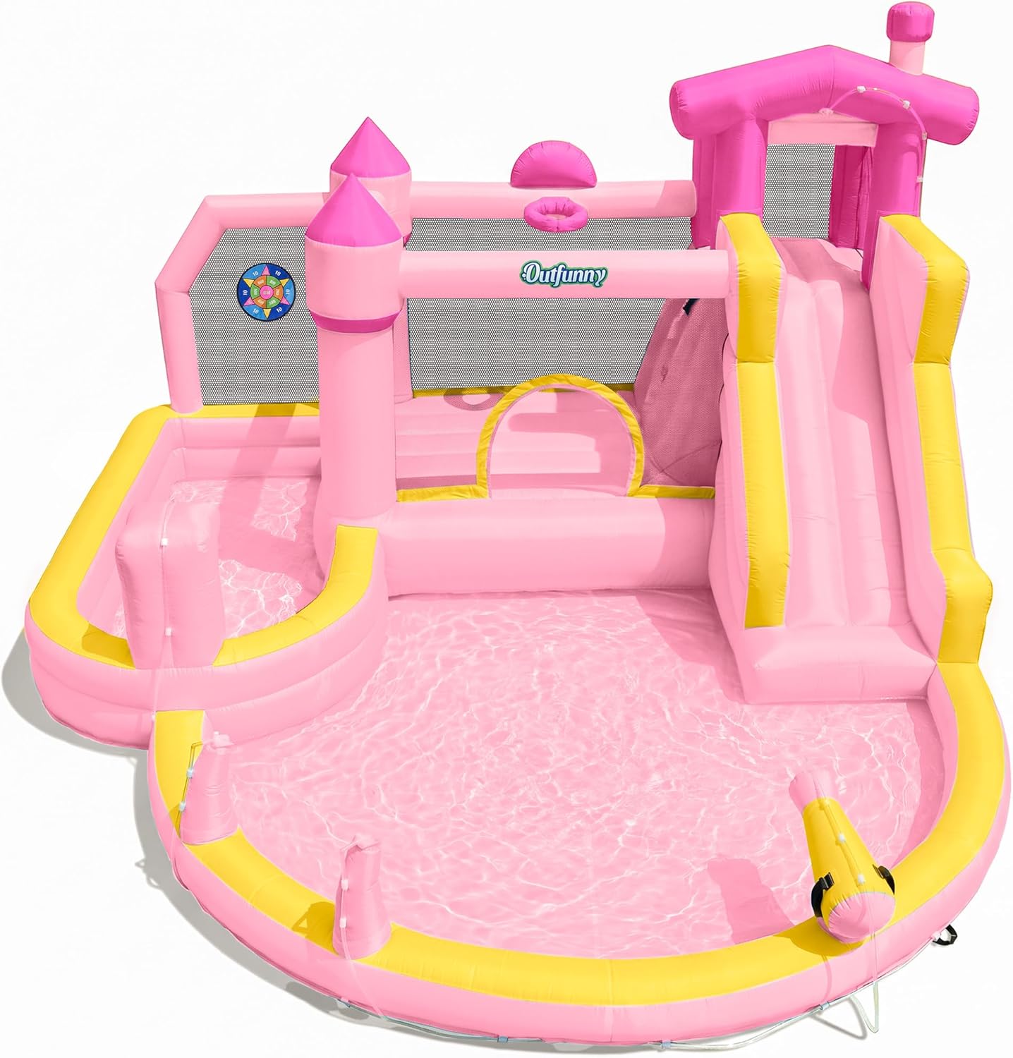 Kids Outdoor Bounce House - Roze opblaasbare waterglijbaan springkasteel voor kinderen