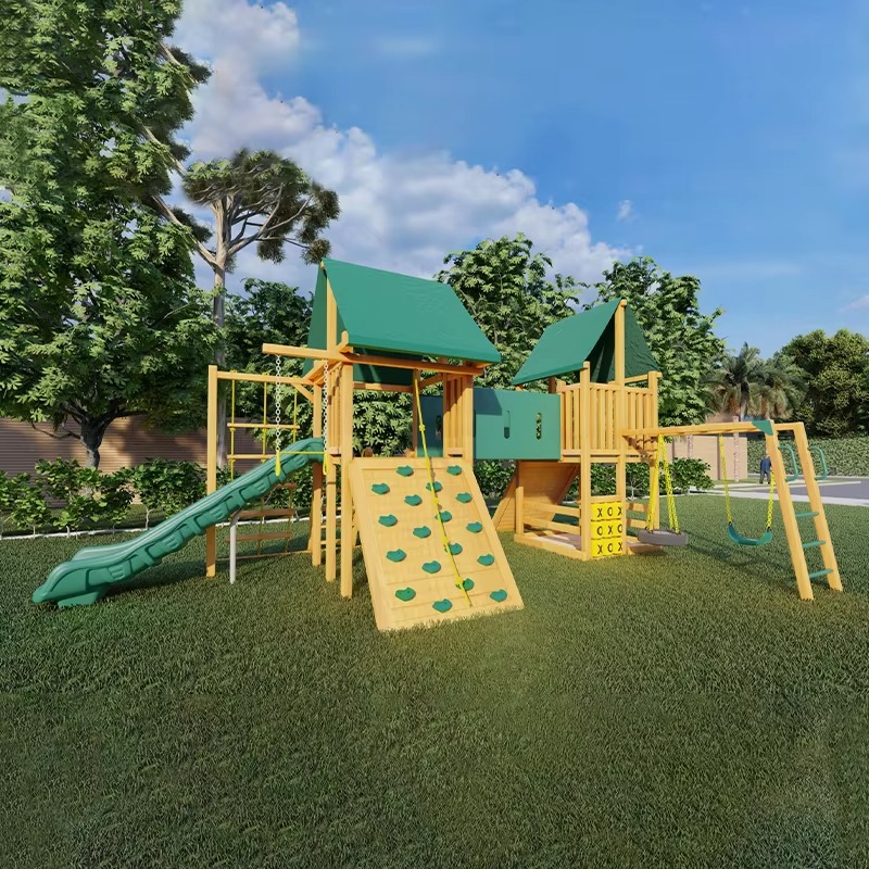Kids Outdoor Wooden Playset - Grote houten toren attractiepark kinderspeeltoestellen buitenspeelplaats