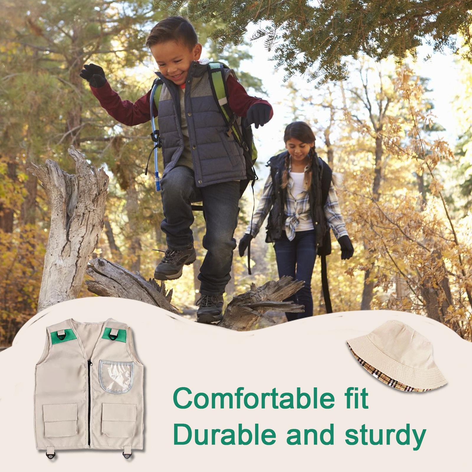 Kids Outdoor Zoo - Visvest Kinderkampeeroutfit met hoed Natuerverkenningspeelgoed voor