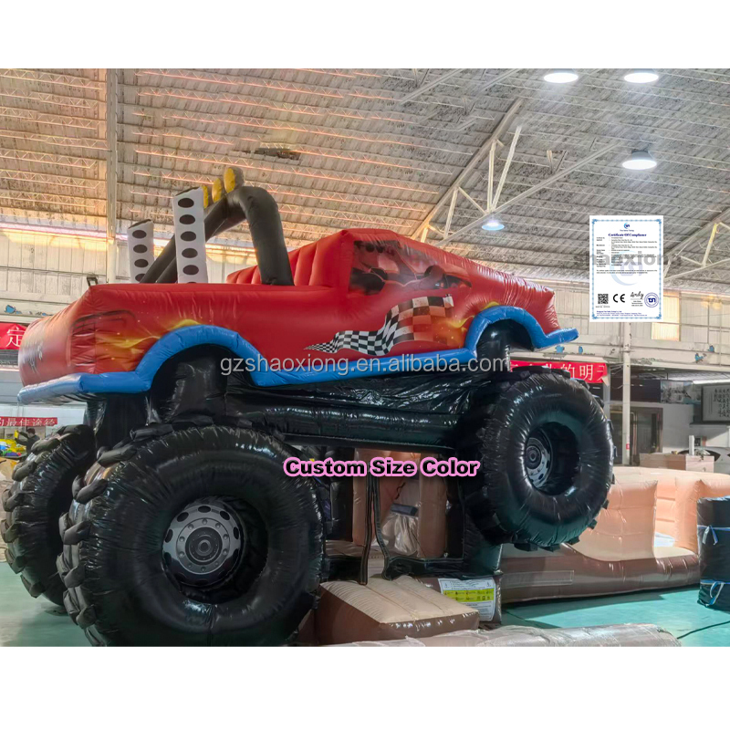 Kids Outdoor Jump House - Commerciële buiten springkussencombinatie met monstertruckthema voor