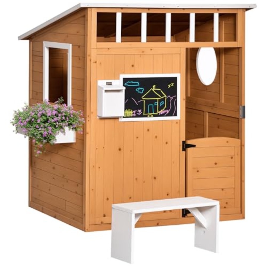 Kids Outdoor Bench - Houten buiten speelhuisje voor kinderen met