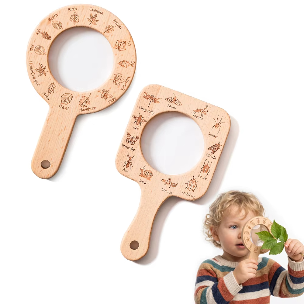 Kids Outdoor Gifts - Houten vergrootglas voor kinderen. Observeer de