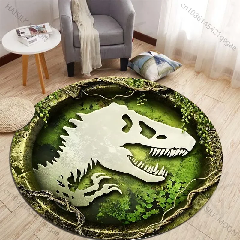 Kids Outdoor Mat Waterproof - HD 3D Dinosaurus Print Ronde Tapijten