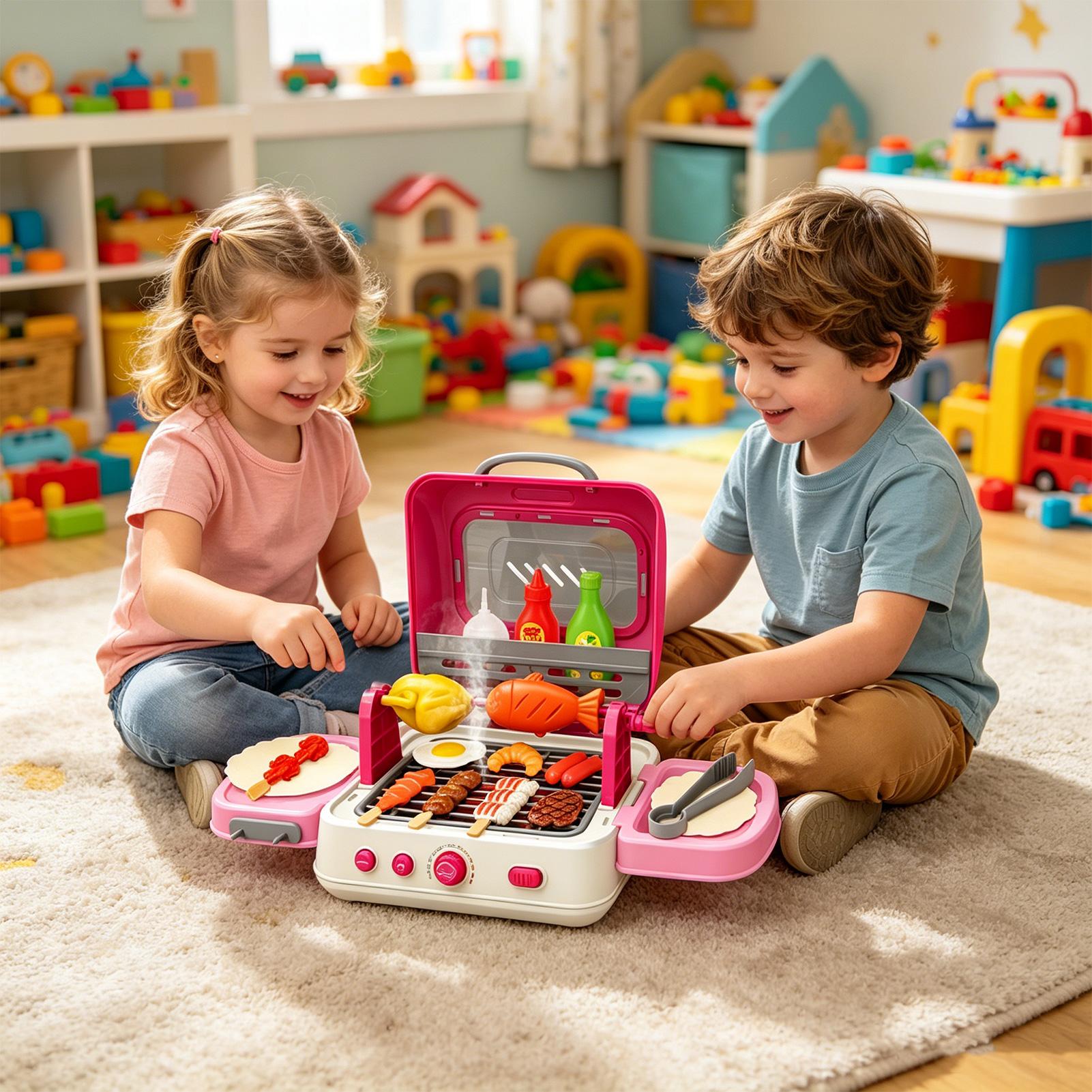 Kids Outdoor Grill Set - Buitengrill-speelset voor kinderen Interactieve kookgrill-speelset met
