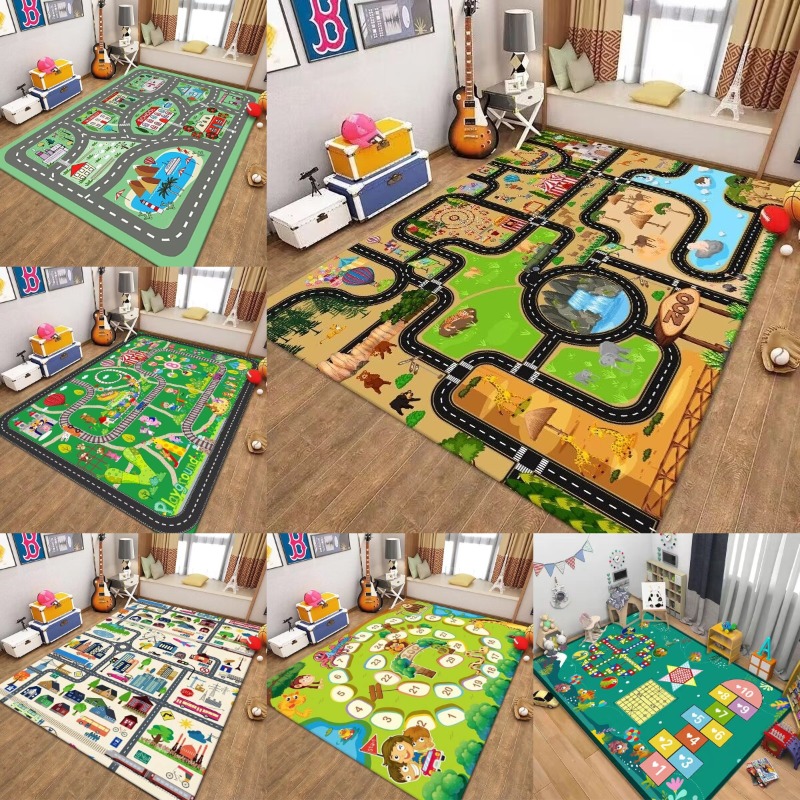 Kids Outdoor Zoo - Kinderen Verkeersspeelkleed Road Map Tapijt Educatief