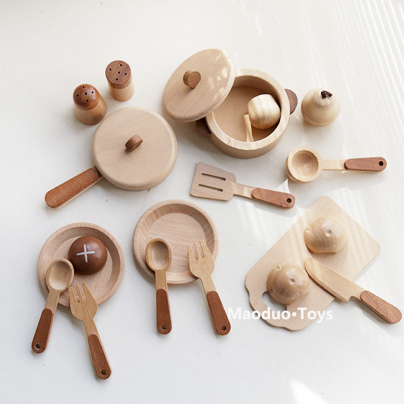 Kids Outdoor Kitchen Set - Maoduo Toys Beukenhouten Kinderkeuken Speelset Kookgerei