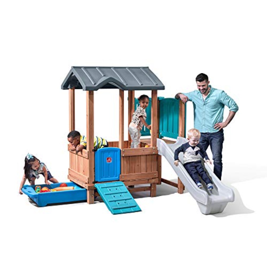 Kids Outdoor Wooden Playset - Woodland Adventure Speelhuis & Glijbaan, Buitenspeelset