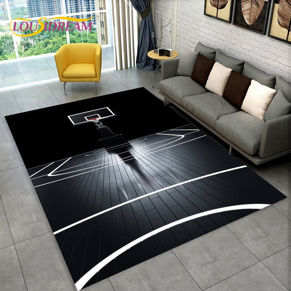 Kids Outdoor Mat Waterproof - 3d Basketbal Cour Cartoon Area Tapijt