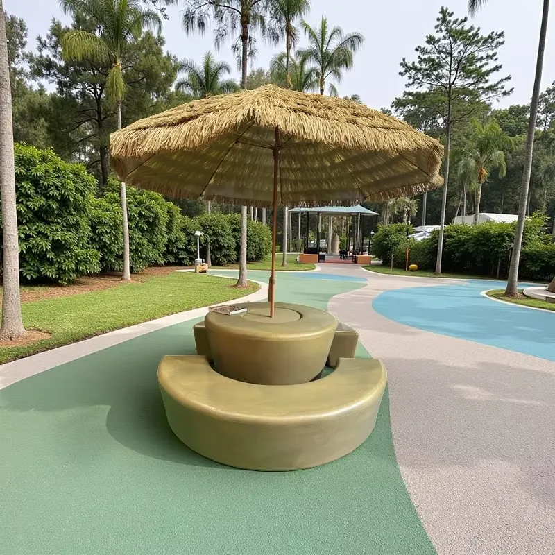 Kids Outdoor Bench With Umbrella - Moderne ronde tuintafel- en stoelenset met