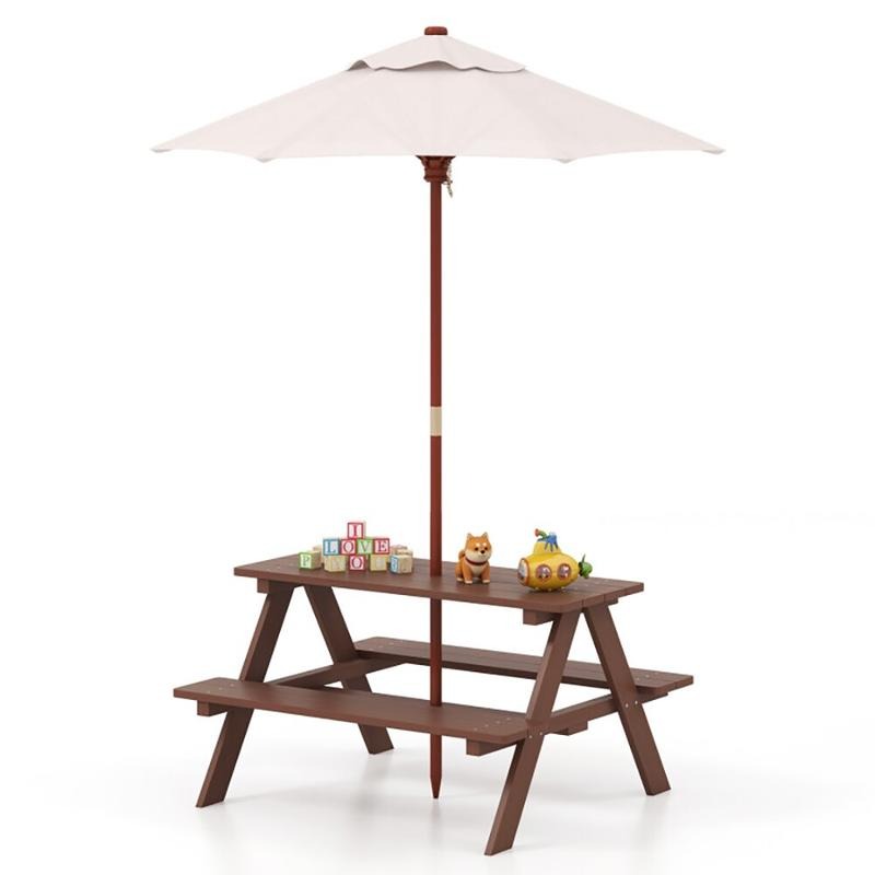 Kids Outdoor Bench - Buiten picknicktafelset voor 4 kinderen met