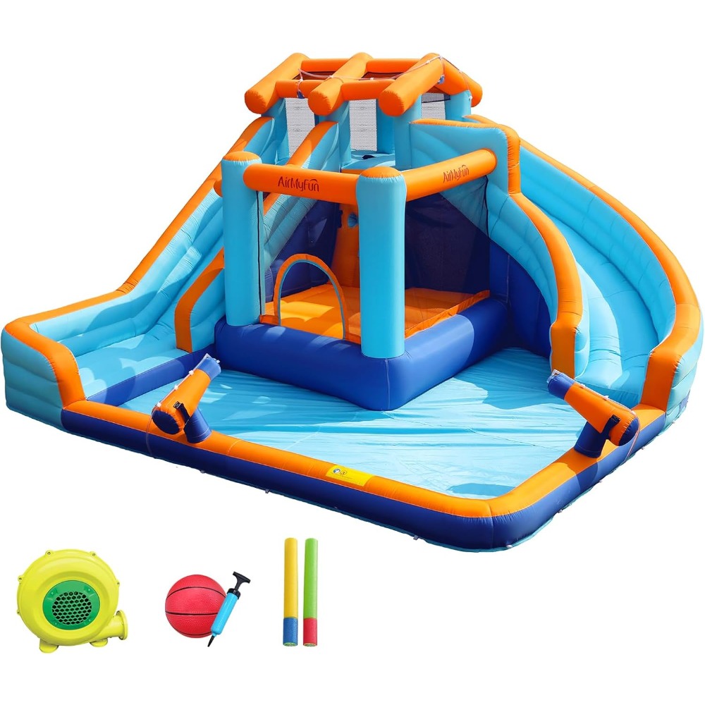 Kids Outdoor Bounce House - Grote waterglijbaan springkasteel met spetterbad en