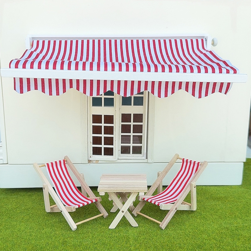 Kids Outdoor Doll House - 1/12 Poppenhuis Simulatie Luifel Model Poppenhuis