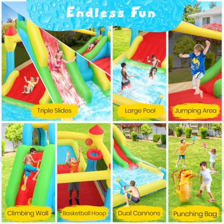 Opblaasbare water springkastee - Kids Outdoor Bounce House recensie en prijs