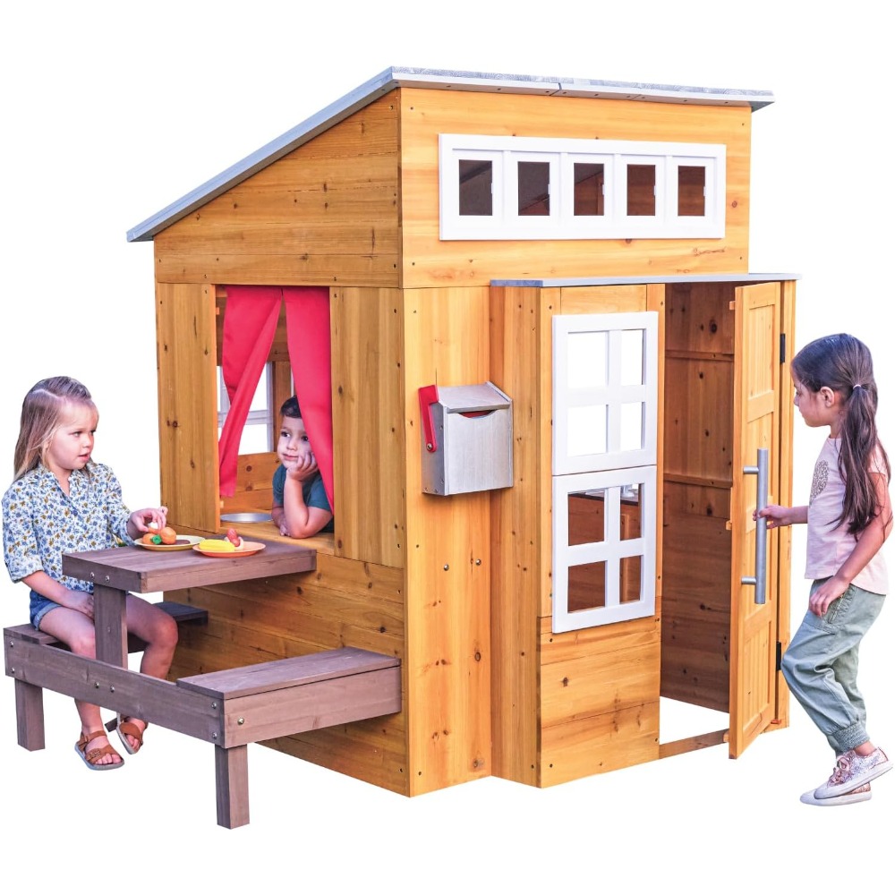 Moderne houten buiten speelhui - Kids Outdoor Grill Set recensie en prijs