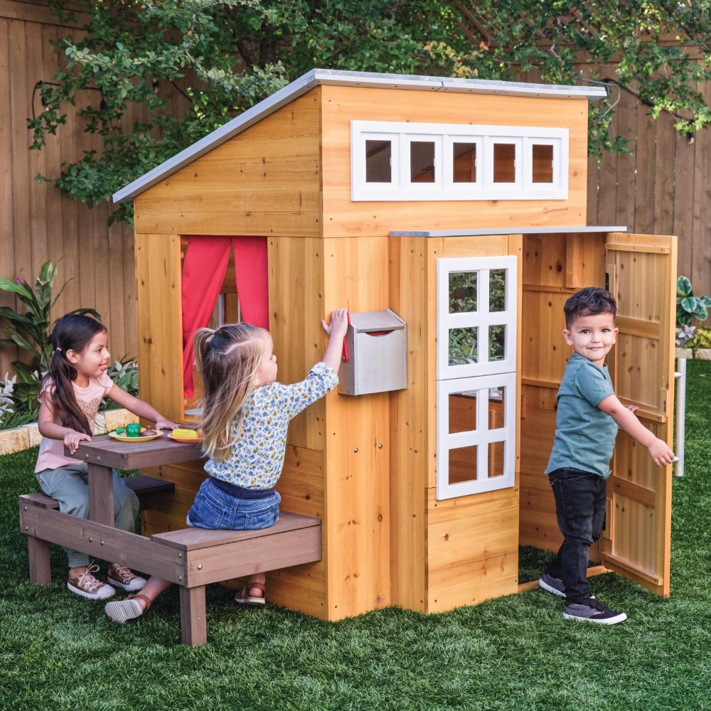 Moderne houten buiten speelhui - Kids Outdoor Grill Set recensie en prijs