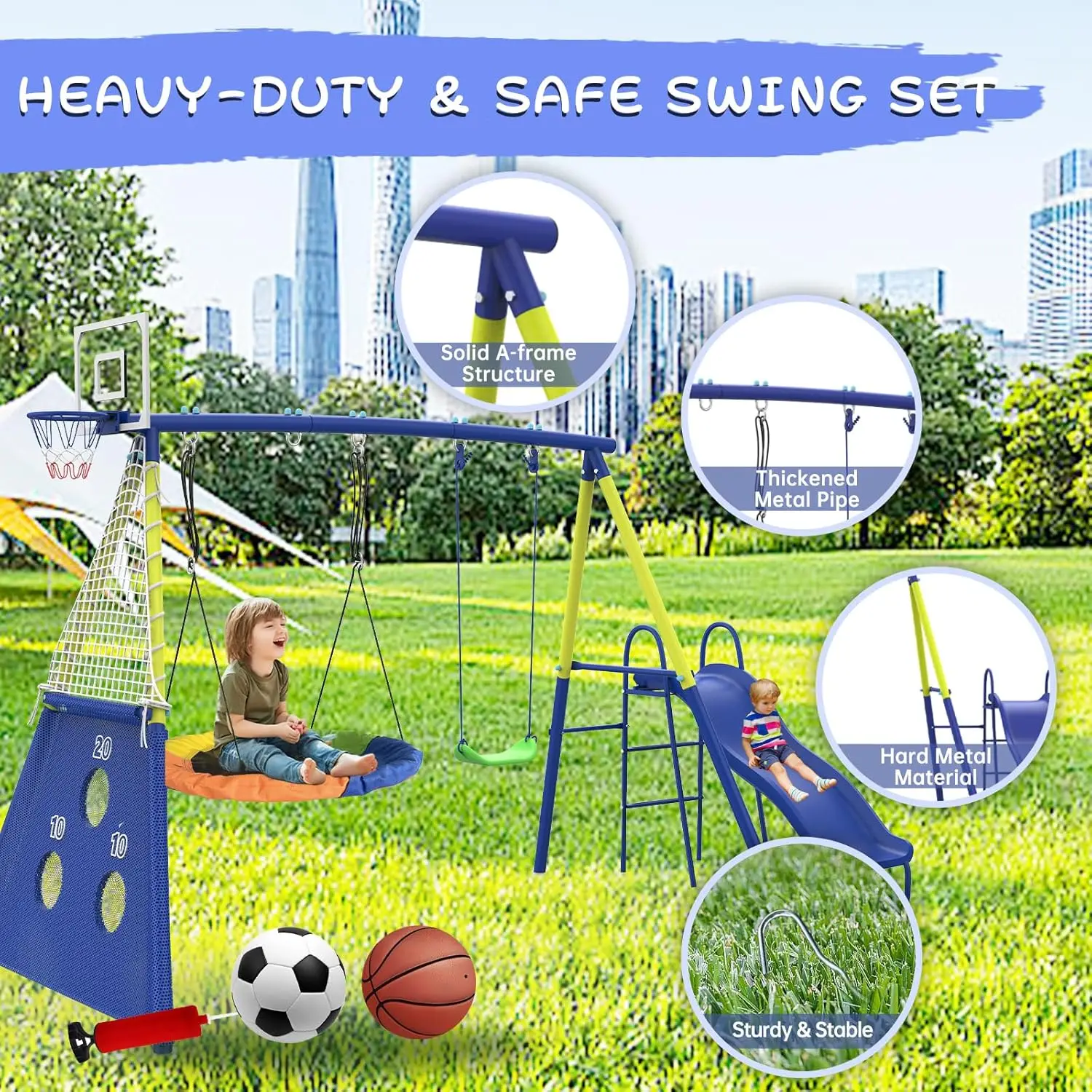 Schommelsets voor de achtertui - Kids Outdoor Swing Set With Slide recensie en prijs
