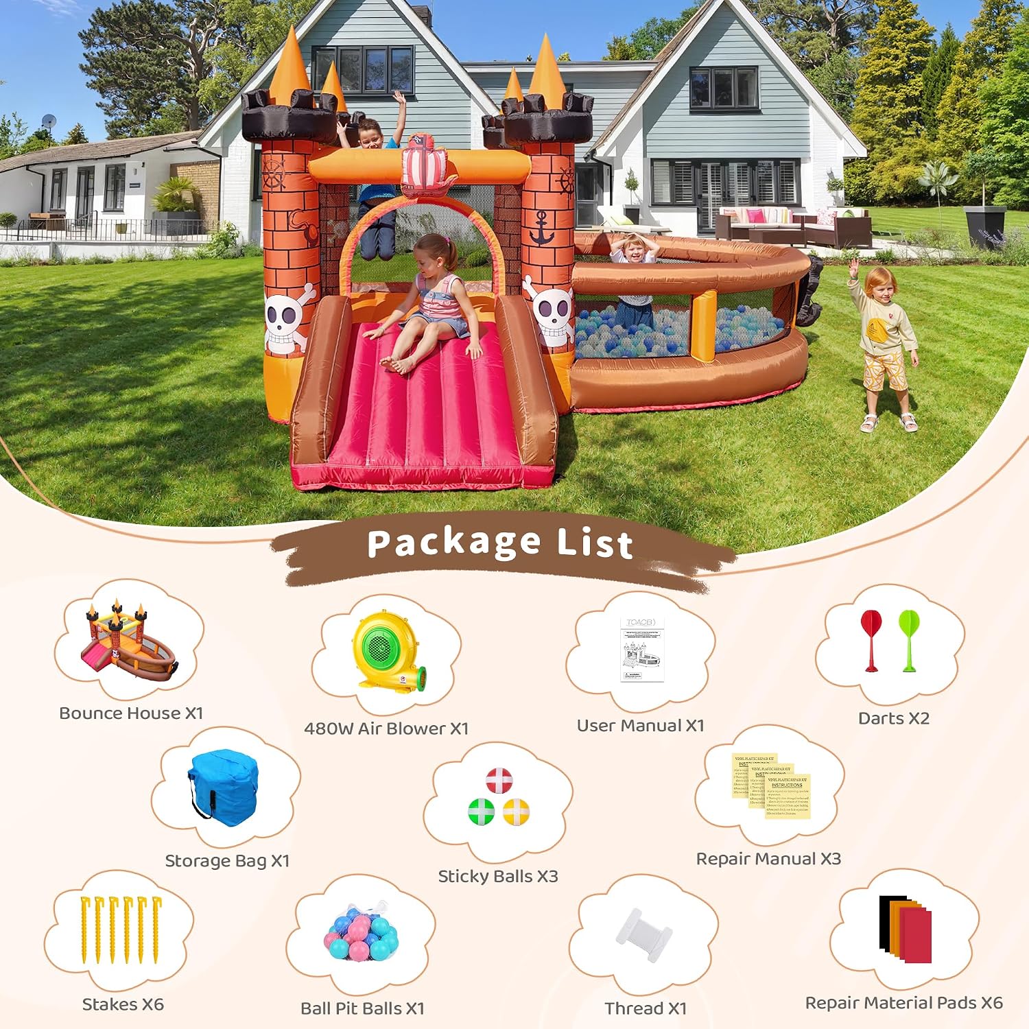 Opblaasbare springkasteel voor - Kids Outdoor Bounce House recensie en prijs