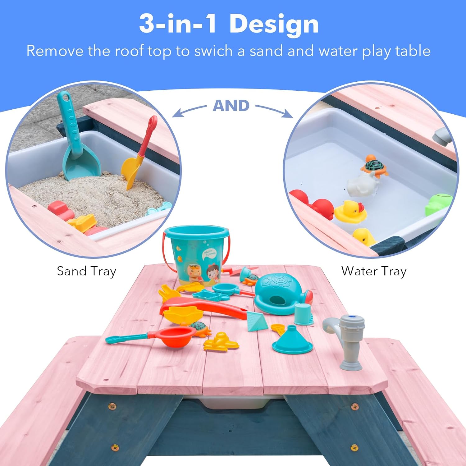 3-in-1 zand- en watertafel voo - Kids Outdoor Bench With Umbrella recensie en prijs