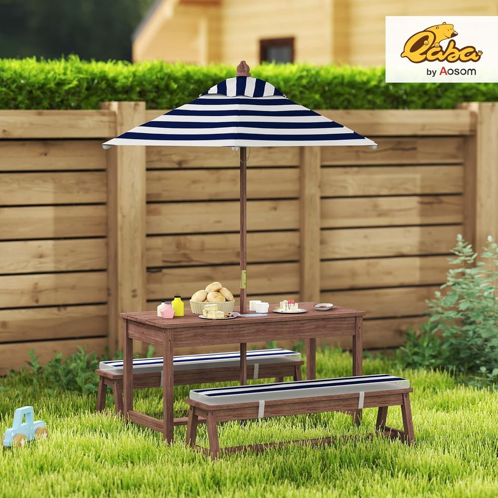 Qaba kinderpicknicktafel, hout - Kids Outdoor Bench With Umbrella recensie en prijs