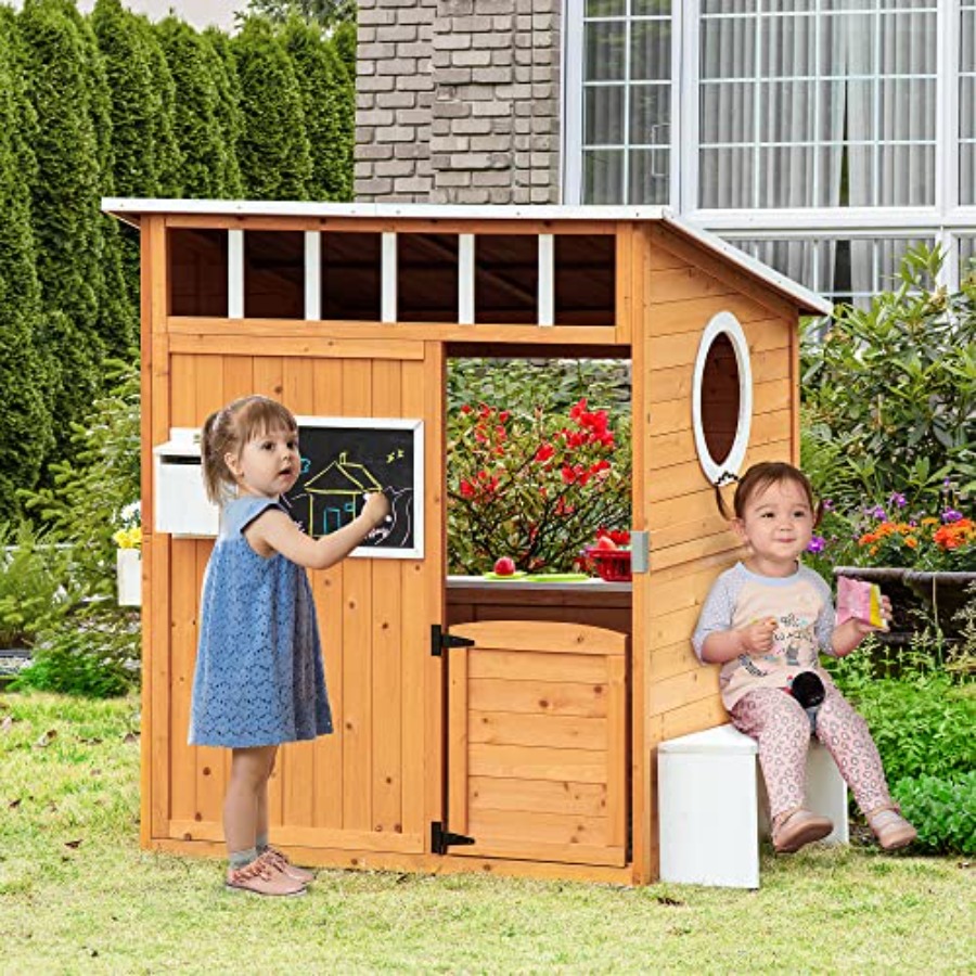 Houten buiten speelhuisje voor - Kids Outdoor Bench recensie en prijs