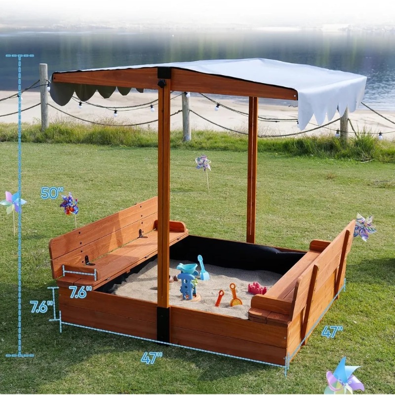 Houten kinderzandbak met afdak - Kids Outdoor Bench recensie en prijs