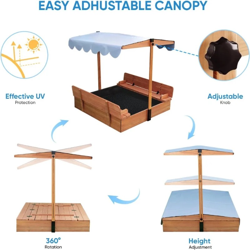 Houten kinderzandbak met afdak - Kids Outdoor Bench recensie en prijs