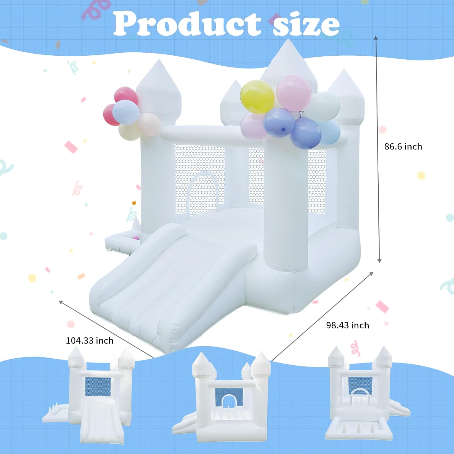 Witte springkasteel, binnen- e - Kids Outdoor Bounce House recensie en prijs
