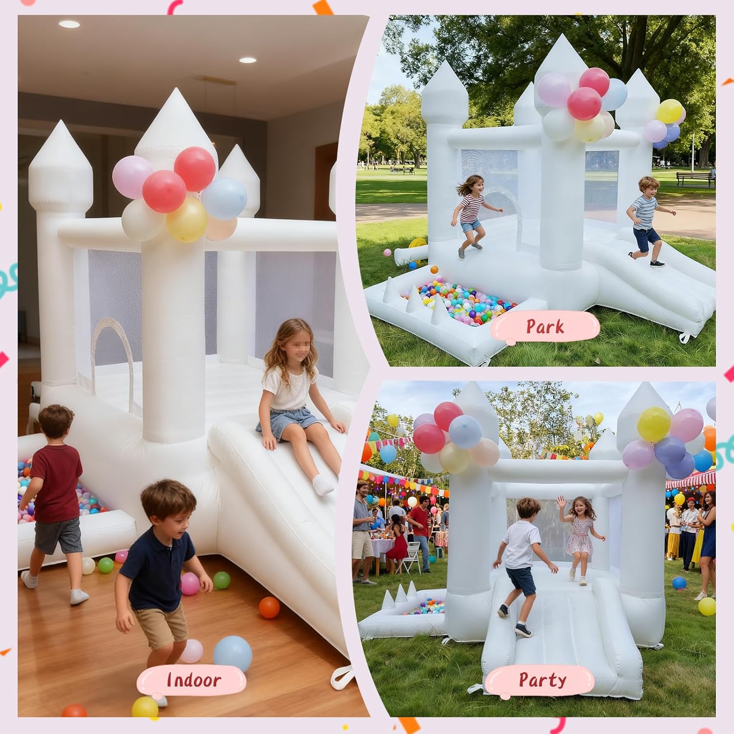 Witte springkasteel, binnen- e - Kids Outdoor Bounce House recensie en prijs