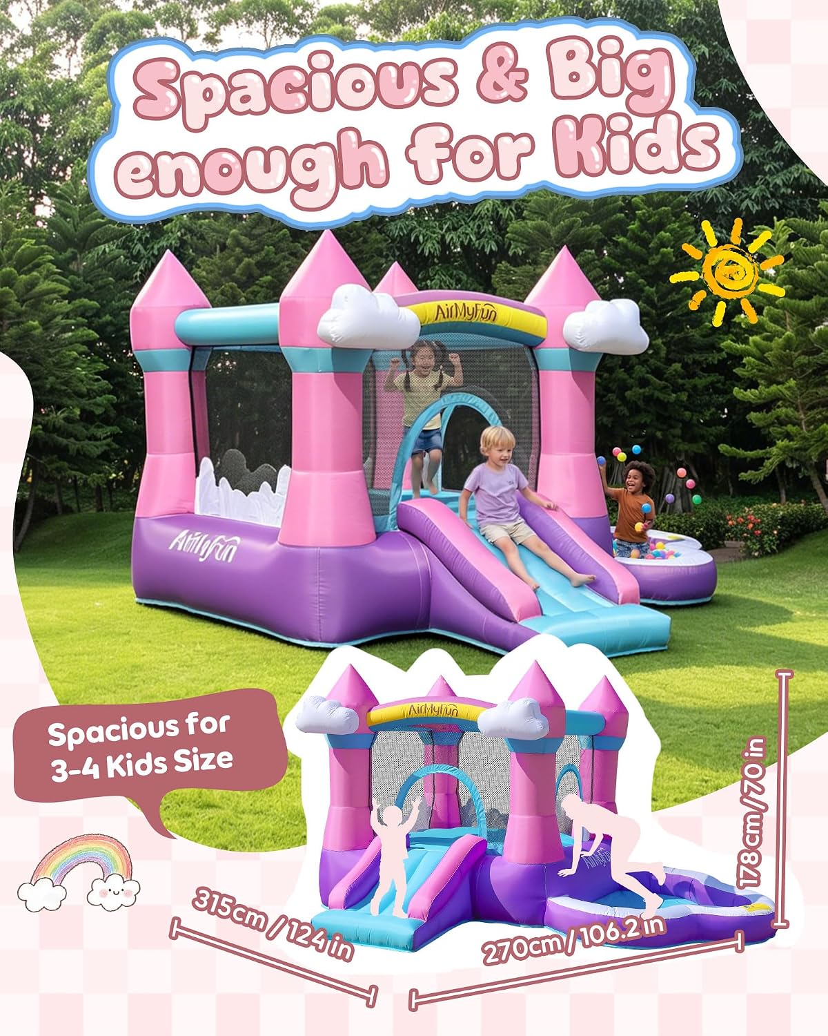 Roze opblaasbare springkasteel - Kids Outdoor Bounce House recensie en prijs