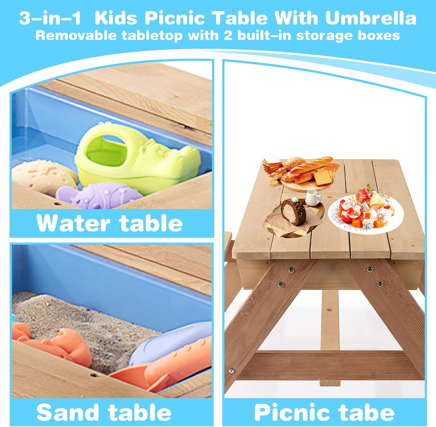 Outdoor omkeerbare kinderpickn - Kids Outdoor Bench With Umbrella recensie en prijs