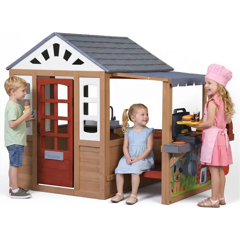 Houten speelhuis voor buiten,  - Kids Outdoor Bbq recensie en prijs