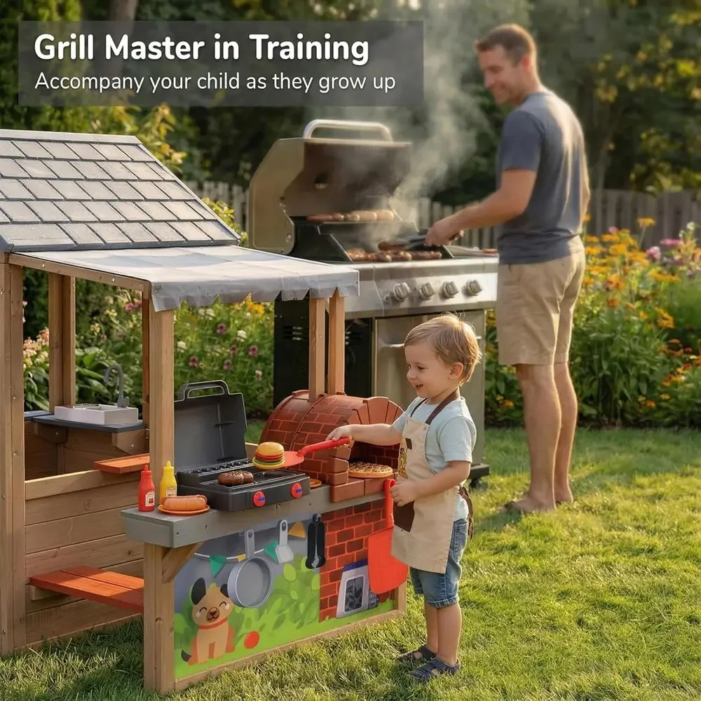 Houten speelhuis voor buiten,  - Kids Outdoor Bbq recensie en prijs