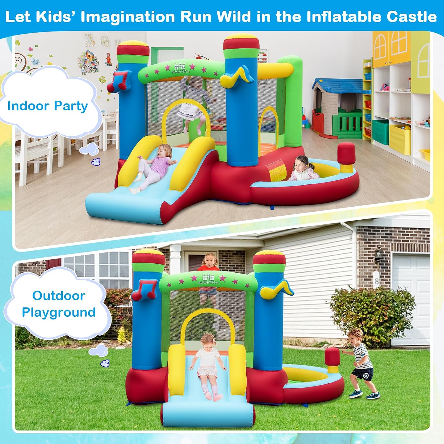 Opblaasbare springkasteel met  - Kids Outdoor Bounce House recensie en prijs