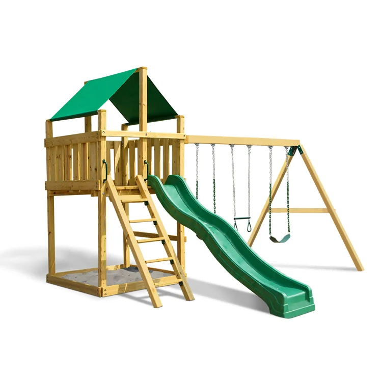 2026 Buiten houten kleine spee - Kids Outdoor Swing Set With Slide recensie en prijs