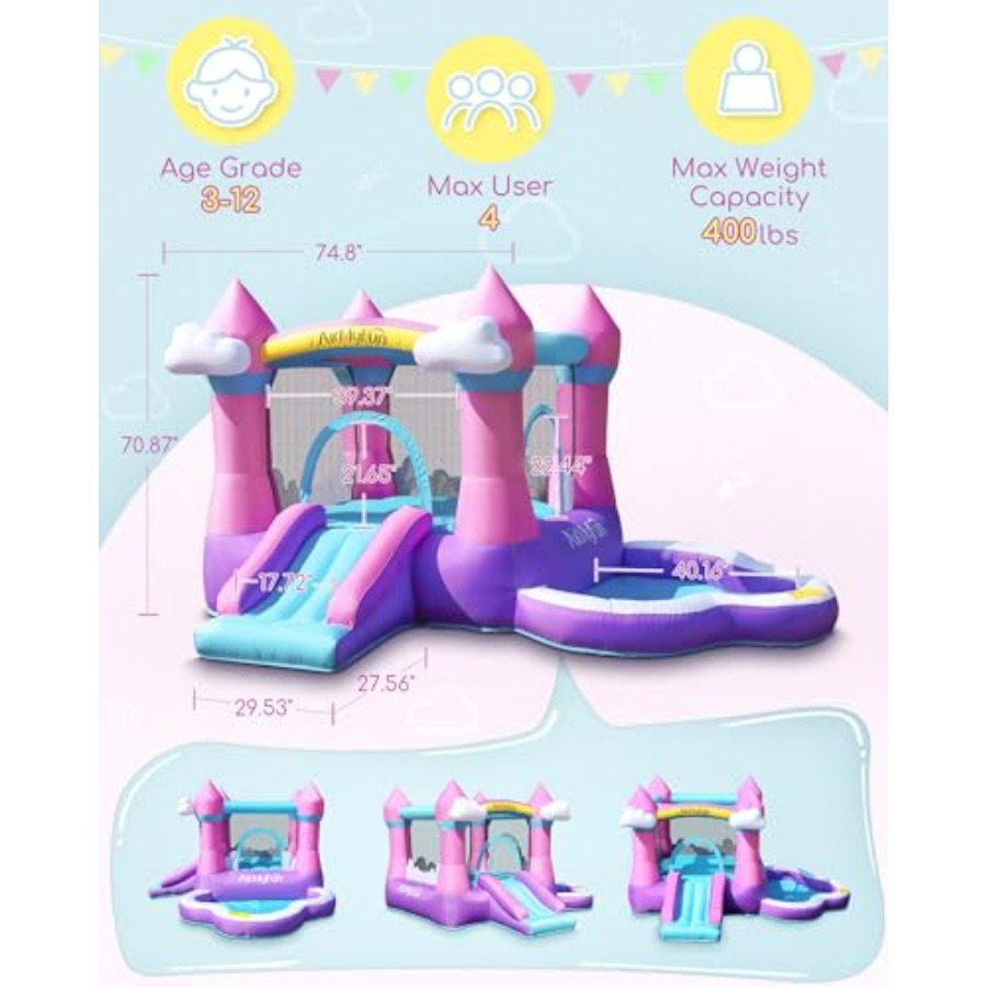 Roze opblaasbare springkasteel - Kids Outdoor Bounce House recensie en prijs