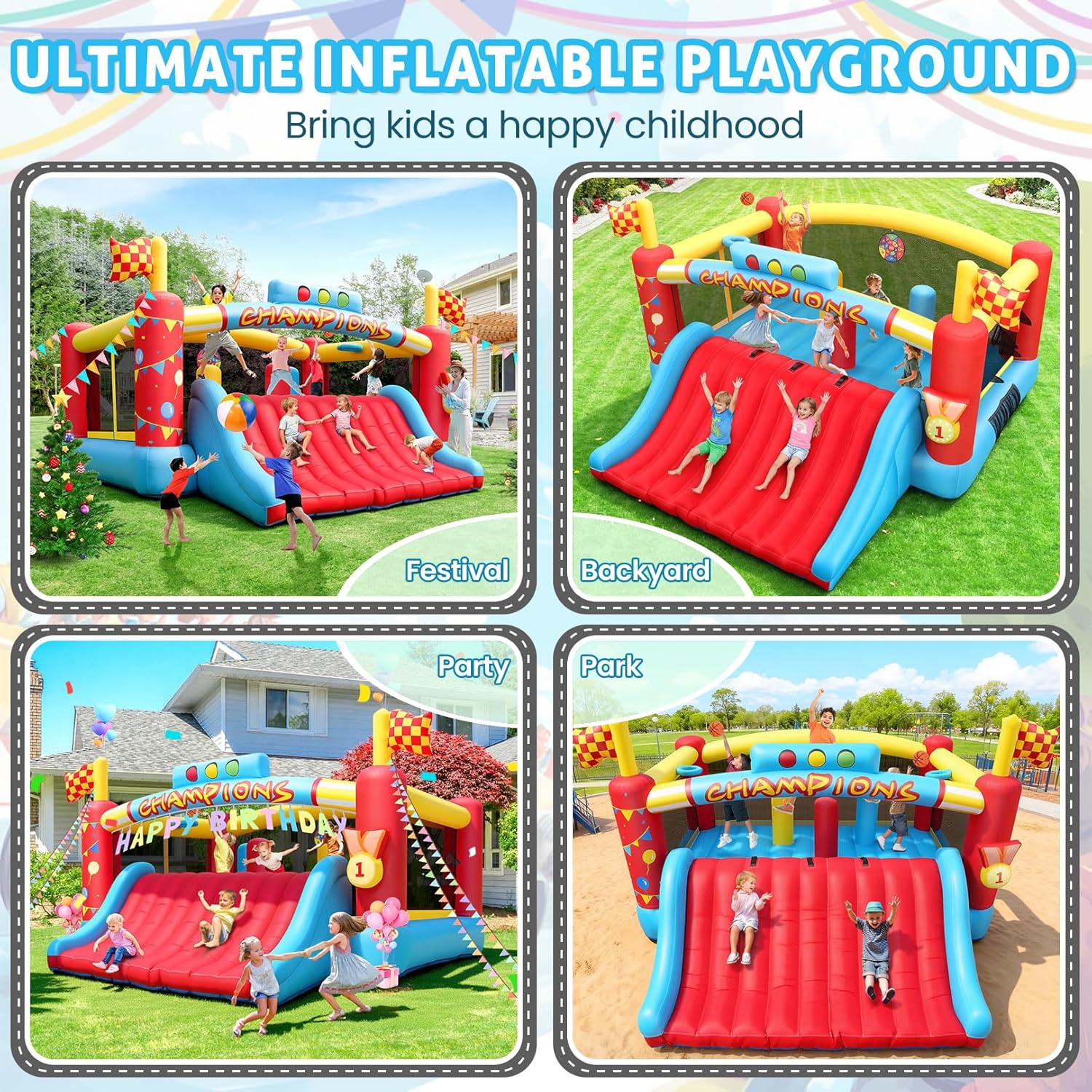 Grote opblaasbare springkastee - Kids Outdoor Bounce House recensie en prijs
