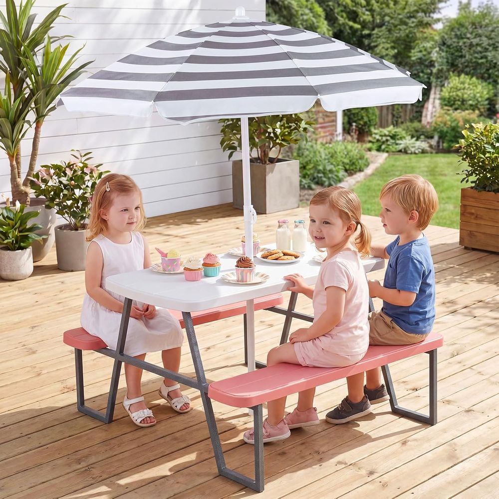 Picknicktafel voor kinderen, b - Kids Outdoor Bench With Umbrella recensie en prijs